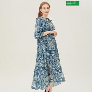 베네통 포스터 롱 원피스 BAOP51361_BL