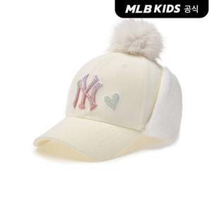 [MLB키즈]베이직 스톤 로고 폼폼 귀달이 캡 NY (Cream)7FWM44046-50CRS