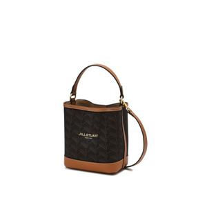 브라운 로젤라 칠링 패턴 가죽 콤비 버킷백 S JABA5E356