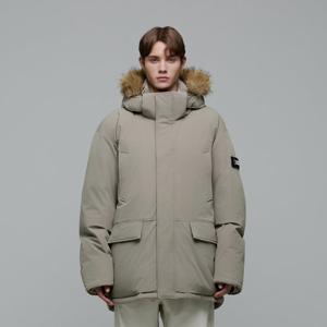 내셔널지오그래픽 N244UDW140 벨루가 퍼 트리밍 중기장 구스 후디 다운 점퍼 AGATE GREY