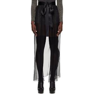 25 FW 돌체앤가바나 여성 블랙 실크 쉬폰 맥시 스커트 242003F093000
