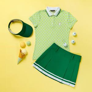 [레노마골프] 여성 냉감 하트 패턴 카라 반팔 티셔츠 RWTPN6122-804