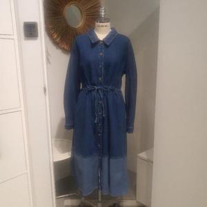 르피타 HC06 밑단 배색 데님 원피스(블루) L255UOP252