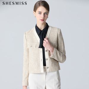 [쉬즈미스(SHESMISS)] 고품격 트위드 브이넥 크롭 재킷 (택가격 428000원)