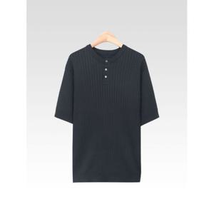 [빌리버스]남성 반팔 골지 니트 헨리넥 티셔츠 350VRE