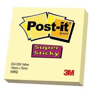 3M 포스트잇 강한 점착용 654SSN 노랑76X76 10개 포스트잇 포스트잇 인덱스 플래그 점착메모지 접착메모지