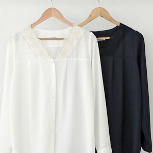 [시드마켓]브이 펀칭 레이스넥 블라우스 302G621S 빅사이즈 503