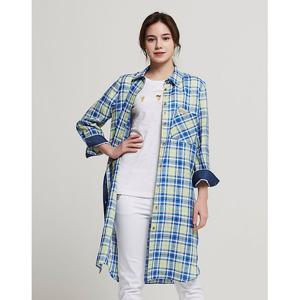 [올리비아로렌]린넨 체크 패턴 블라우스_VVCNLVM3441