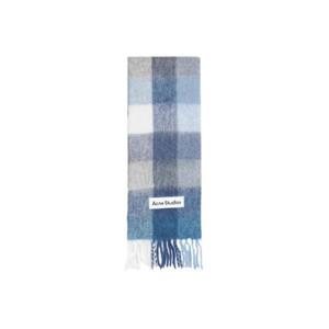 아크네 스튜디오 모헤어 체크 머플러 인디고 그레이 라이트 블루 CA0084-DQF