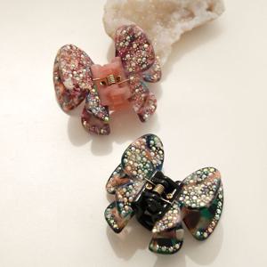 [바이데이지] 프랑스 큐빅 나비 마블 집게핀 Bh0937