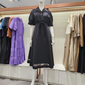 수스 HC04 카라넥  매쉬 배색 원피스 S252BOP502