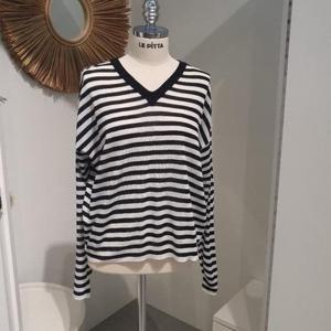 르피타 HC06 스트라이프 V넥 긴팔 니트(블랙) L252BSW507