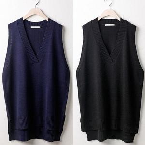 [시드마켓]브이 언발 박시 니트 조끼 312w120S 빅사이즈 504