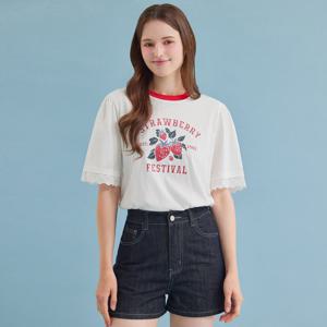 FOCUS  레이스 배색 스토리베리 티셔츠 PBBF5M1TS6971