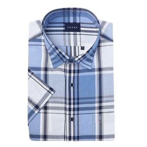 [예작(셔츠)]여름 반팔셔츠 일반핏 빅체크 면혼방 밑단일자형 남방YJEMBA286BL