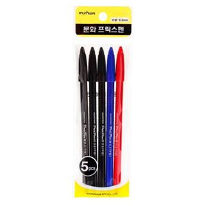 문화 프릭스펜 5개입 0.3mm 흑색3 청색1 적색1
