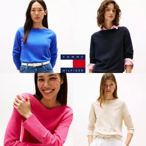 타미힐피거 TOMMY HILFIGER XW04163 여자 프리미엄 코튼 보트넥 니트 스웨터