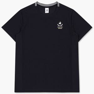 [르꼬끄 스포르티브]르꼬끄 레귤러핏 메쉬 배색 트리코트 반팔티 QP313TRS75 BLK