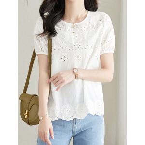 [에꼴드파리]알르하 펀칭 블라우스_F57WBB011Z