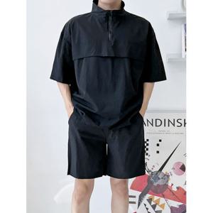 [빌리버스] 남성 아노락 반팔 반집업 트레이닝세트 나일론 반바지 셋업 BDT383