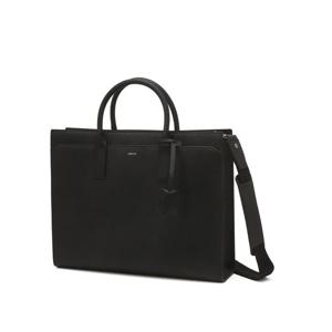 [헤지스]블랙 로고프린트 소가죽 서류가방 HJBA5F650BK