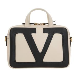 발렌티노 아이보리 나파 가죽 맥시 V로고 핸드백 7W2B0R73 PTJR