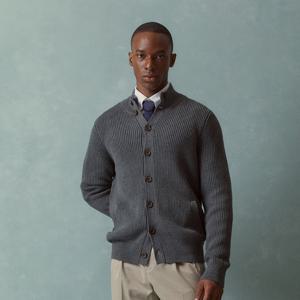 [브룩스브라더스] 코튼 립 모크넥 가디건 (차콜) (BBWCMMF401)