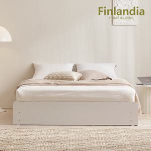 핀란디아 리브 원목 무헤드 헤드레스 수납 퀸Q/킹K침대 겸용+독립매트(퀸)