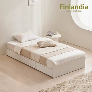 핀란디아 리브 원목 무헤드 헤드리스 수납 슈퍼싱글침대SS+본넬매트