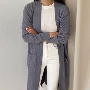 샵앤) 애니 여성 간절기 아우터 오픈형 포켓 긴팔 롱 가디건 21DS-WCD-2599-그레이