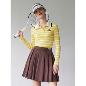 [에고이스트]옐로우 컬러 포인트 니트 카라 티셔츠 EN3CL865