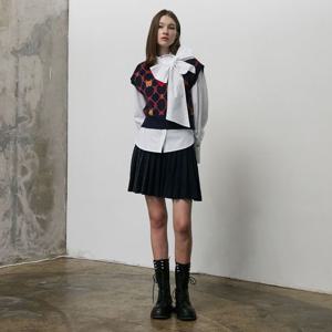 [에고이스트]와인 플리츠 배색 미니 스커트 EN3KS360