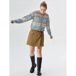 [에고이스트]베이지 포켓 장식 세미  A라인 미니 스커트 EN3WS864