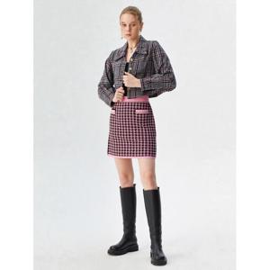 [에고이스트]핑크 체크패턴 A라인 미니 스커트 EN4KS064