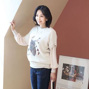 [쉬즈마담]J31711 부엉이호피 펄 루즈핏 울니트조끼 50대 엄마옷