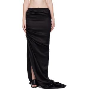 25 FW 릭오웬스 여성 블랙 콘코르디안 에드푸 맥시 스커트 252232F093000