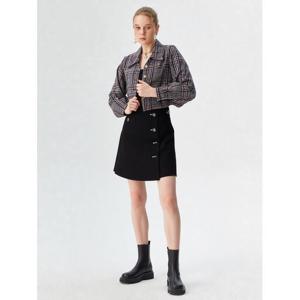 [에고이스트]블랙 랩 변형 미니 스커트 EN4WS461BK