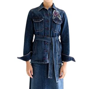 [비꼴리끄(여성)]데님 자수 벨티드 자켓 B244DJ2120