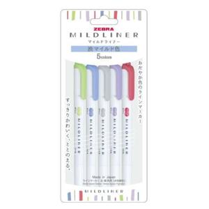 제브라 형광펜 마일드라이너 WKT7-5C-NC-N 5색세트/(시원한색) (1개)