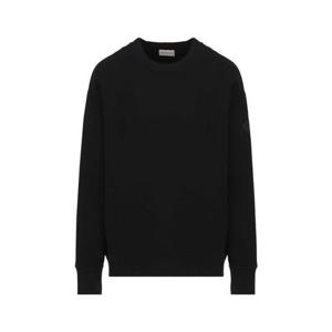 25 FW 몽클레어 로고 프린트 크루넥 코튼 퓨어 스웨트셔츠 블랙 8G00031809KX