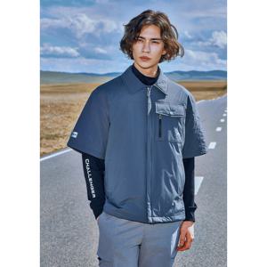 [챌린저]남성 아웃포켓 카라넥 경량패딩 반팔 스윙자켓 차콜_CHD