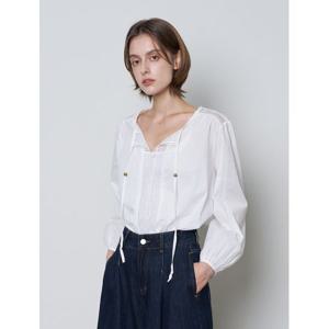 [탱커스]에스닉 스트랩 펀칭 포인트 긴팔 블라우스 (TX3BL012L0)