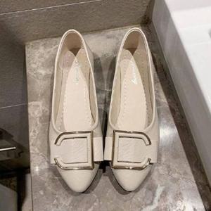 [에이치플러스몰]심플 리본 여성 구두 댄디 배색플랫 단화 투톤