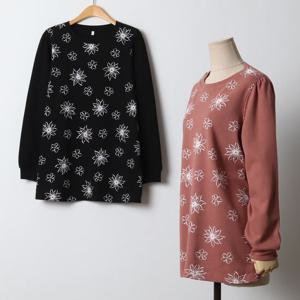 [나야홍]빅사이즈 510 코튼플라워나염긴팔티 DMNJ461