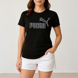[푸마] PUMA 에센셜플러스 애니멀 여성 반팔티 블랙 675961-01