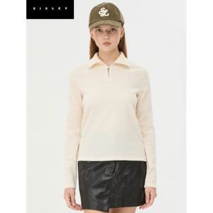 [시슬리]멜론 하이넥 반집업 블라우스_SAWS42461