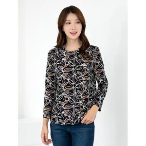 [모슬린]엄마옷 라운드 풀잎 베이직 긴팔티셔츠 MQG124699 마담 미시 중년여성 빅사이즈 할머니옷 50대