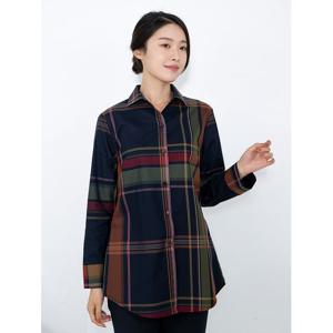 [모슬린]엄마옷 모던 체크 면 셔츠 MQG124079 마담 미시 중년여성 빅사이즈 할머니옷 50대 60대 70대