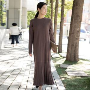 [모슬린]엄마옷 플리츠 니트 원피스 MQG124022 마담 미시 중년여성 빅사이즈 할머니옷 50대 60대 70대