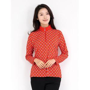 [모슬린]엄마옷 하이넥카라 브이 반오픈 티셔츠 MQG124203 마담 미시 중년여성 빅사이즈 할머니옷 50대